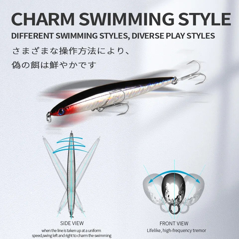 Retail Hot model 2017 Bearking penceil bait fishing lures,Bear king 125mm 28g sinking baits minnow crankbait.