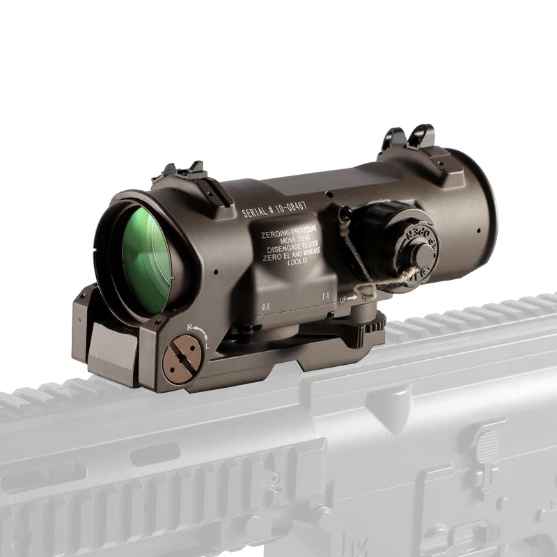 Tactical Rifle Scope 1x-4x Fixed Dual Purpose Scope Red illuminated Red Dot Sight for Rifle Hunting Shooting