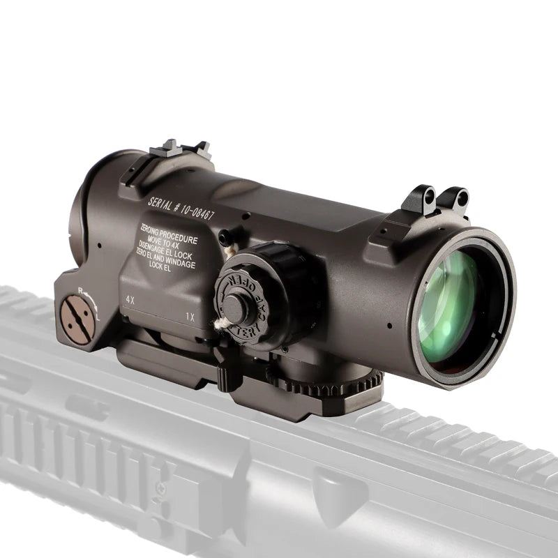 Tactical Rifle Scope 1x-4x Fixed Dual Purpose Scope Red illuminated Red Dot Sight for Rifle Hunting Shooting