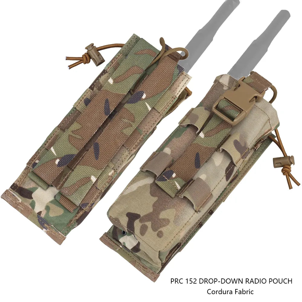 Military Radio Pouch Walkie-Talkie Bag for PRC 152 Drop-down Radio Tactical MOLLE Belt Hunting Vest Outdoor Tool Pouches