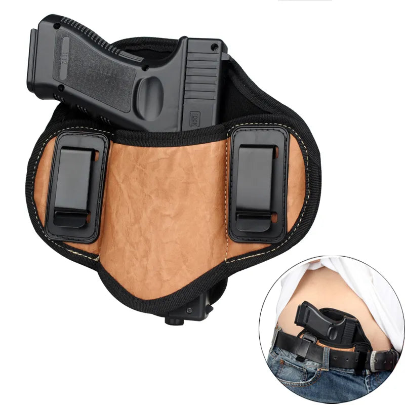 Tactical Concealed Carry Gun Holster PU Leather IWB Pistol Case Fit Glock 19 23 32 26 27 30 33, M&P Shield, XDs, Taurus PT111