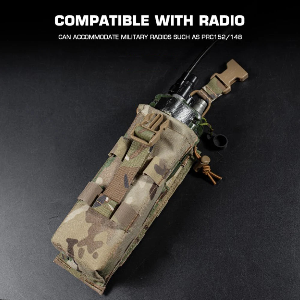 Military Radio Pouch Walkie-Talkie Bag for PRC 152 Drop-down Radio Tactical MOLLE Belt Hunting Vest Outdoor Tool Pouches