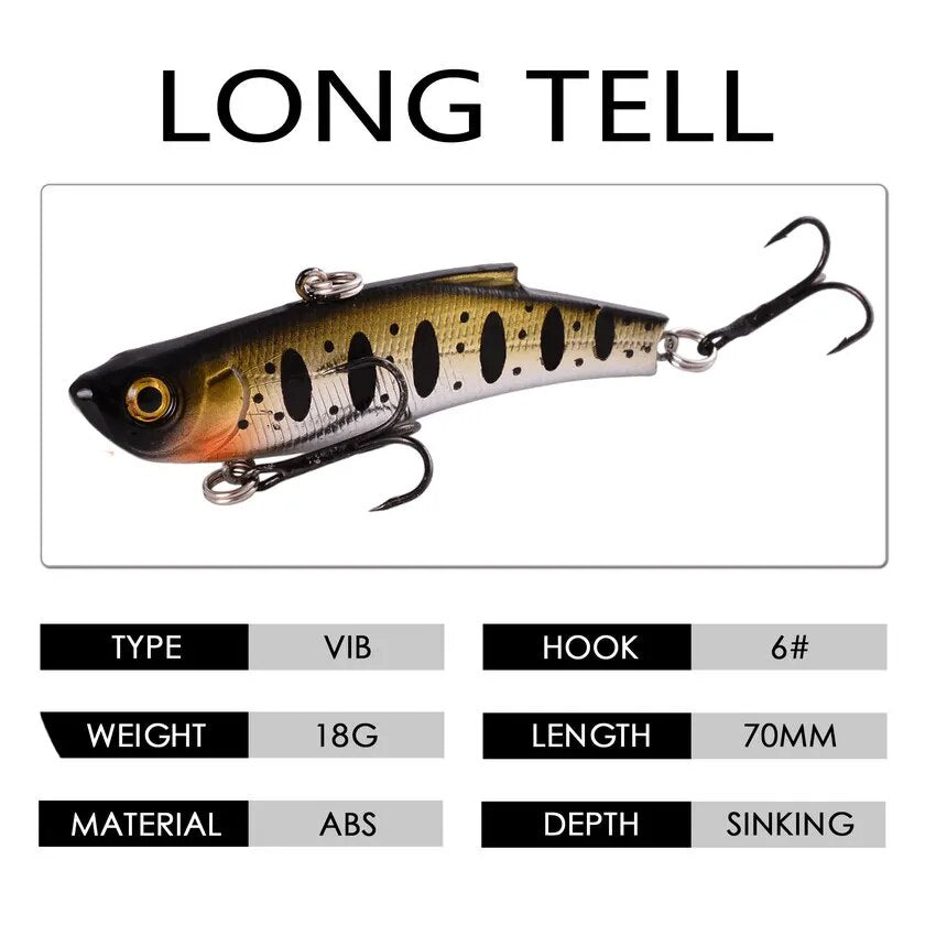 1pcs VIB Fishing Lures 70mm 17g Long Casting Rattlin Hard Bait Sinking Artificial Bait Bass Pike Fishing Tackle