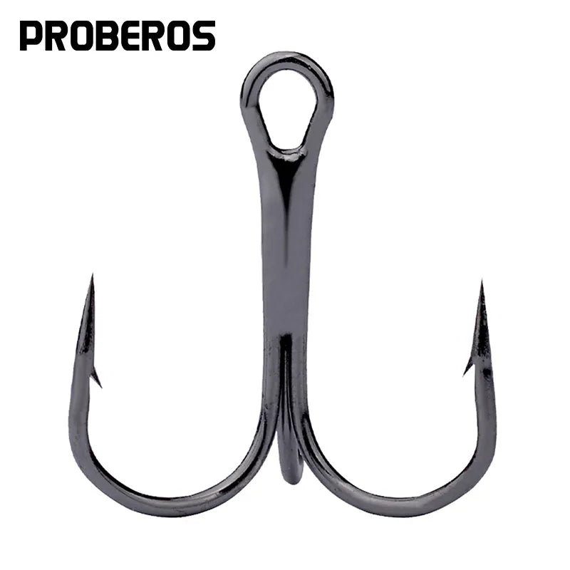 PRO BEROS Fishing Hook 50pc/Lot 2/4/6/8/10/12/14# High Carbon Steel Treble Hooks Fishing Tackle Black/Brown/White Fish Hook