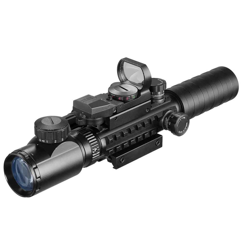 VOMZ 3-9X32 EGC Tactical Optic Red Green Illuminated Riflescope Holographic Reflex 4 Reticle Red Dot Combo Hunting Rifle Scope
