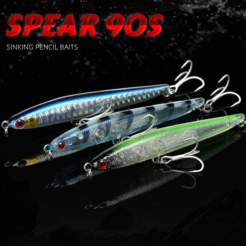 ALLBLUE SPEAR 90 Fishing Lure Stick 90mm/9g Sinking Pencil Longcast Shad 3D Eyes Tungsten Artificial Bait Bass Pike Tackle