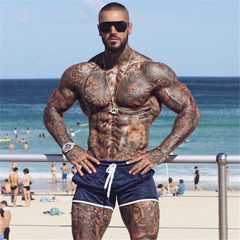 New Men Fitness Bodybuilding Shorts Man Summer Gyms Workout Male Breathable Mesh Quick Dry Sportswear Jogger Running Short Pants