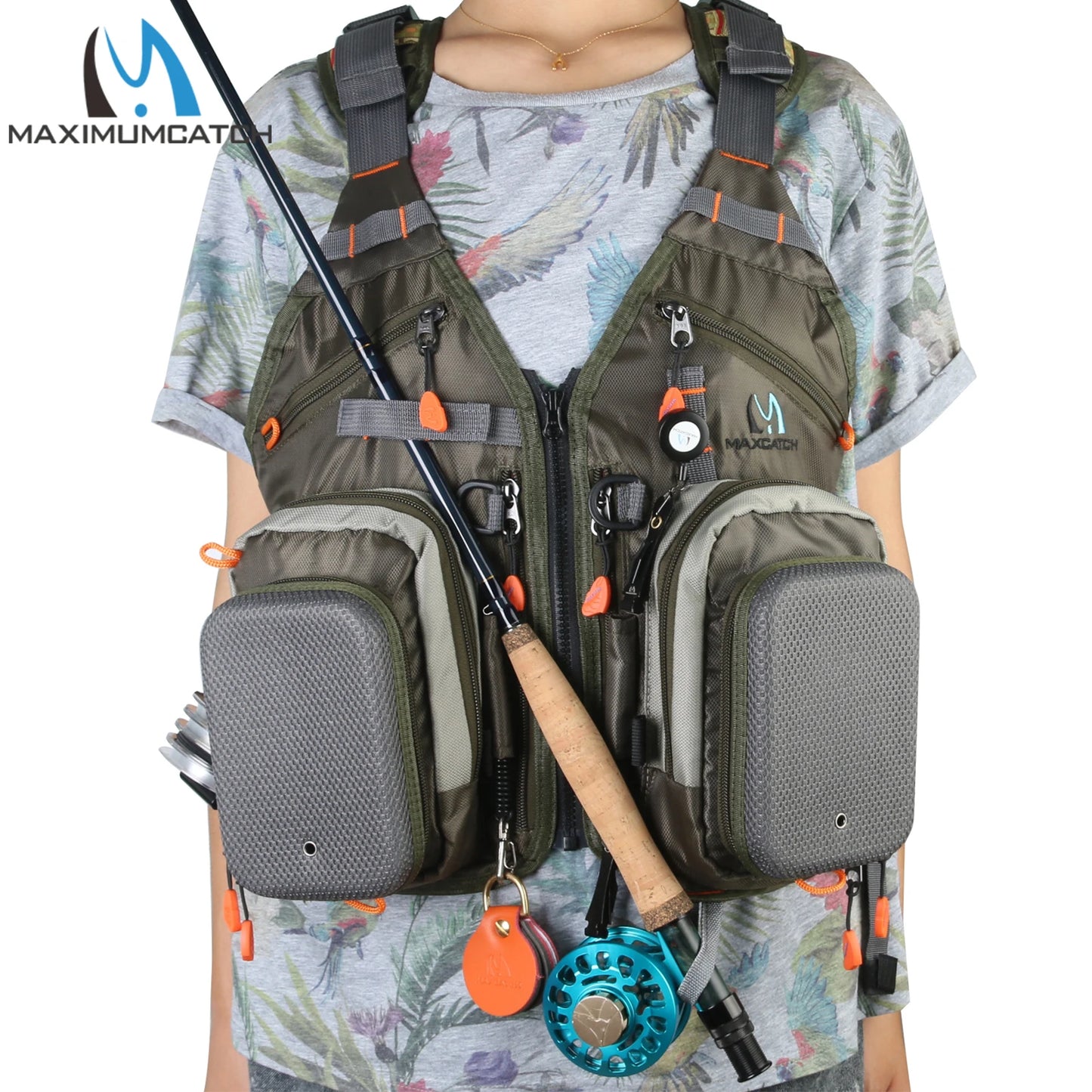 Maximumcatch Fly Fishing Vest Backpack And Vest Combo Army Green Fishing Vest Fly Fishing Jacket