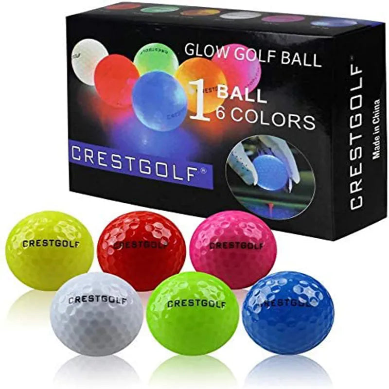 Crestgolf LED Golf Balls for Night Glow in The Dark Golf Ball Super Bright Six Color for Your Choice Best Golf Gift for Golfers