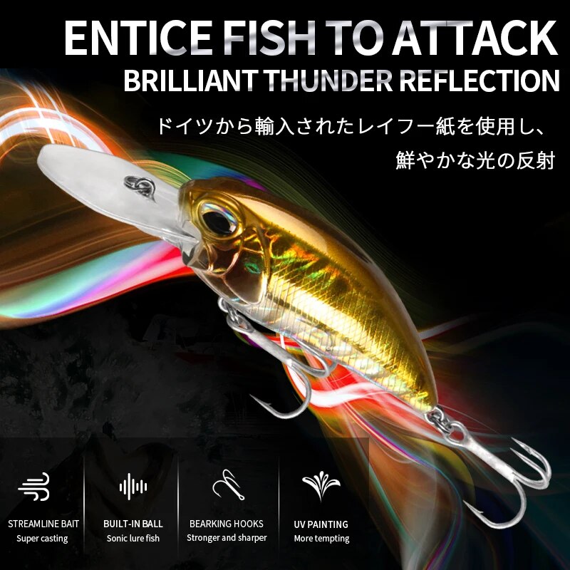 Bearking professional hot fishing tackle Retail 2022 qulity fishing lure  65mm 14g crank dive 2m for pike and bass