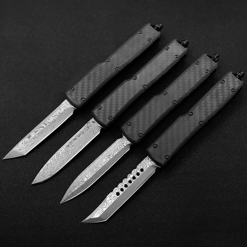 SF UT UT85 Damascus Blade  Hunting Knife (CNC) Carbon Fiber + Aviation Aluminum Handle Outdoor Travel EDC Tool