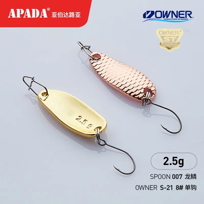 APADA Spoon 007 Loong Scale 2.5g/3.5g OWNER Single Hook 28-32mm Multicolor Metal little Spoon Fishing Lures