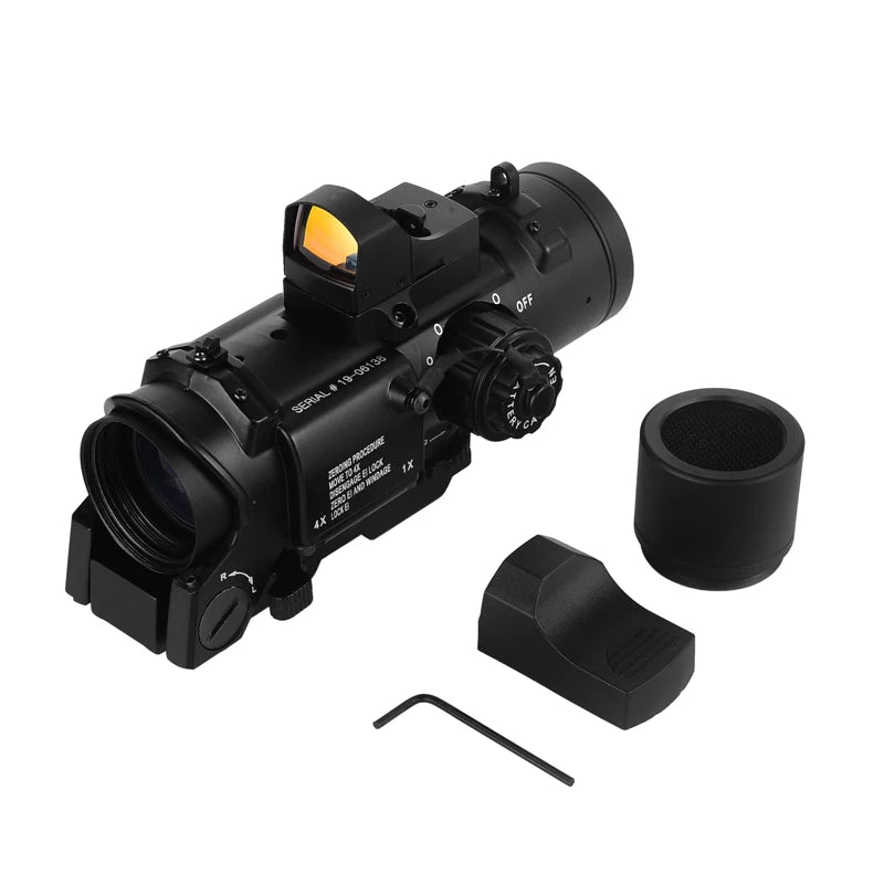 Tactical Optics Riflescope 1x-4x Fixed Dual Purpose Scope With Mini Red Dot Sight Scope Hunting Scopes for Airsoft Air Guns Caza