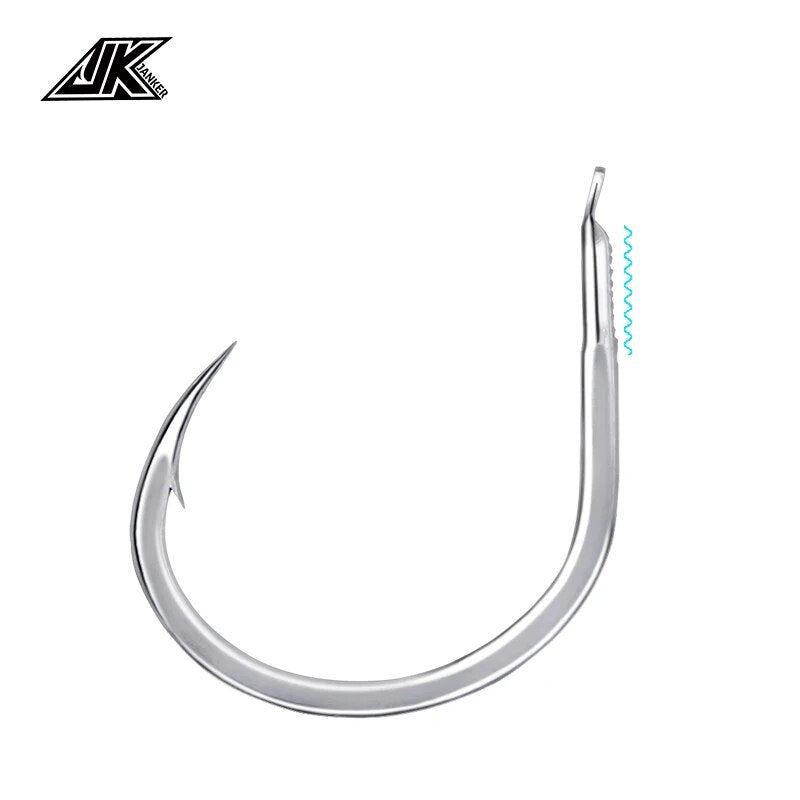 JK SJRH Slow Jigging Round Light Fishing Hooks Sea Carbon Flat Lure Fishhook 1/0 2/0 3/0 4/0 anzois tuna Jigs Hook Hamecon Tools