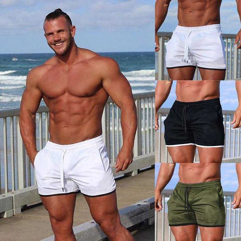 New Men Fitness Bodybuilding Shorts Man Summer Gyms Workout Male Breathable Mesh Quick Dry Sportswear Jogger Running Short Pants