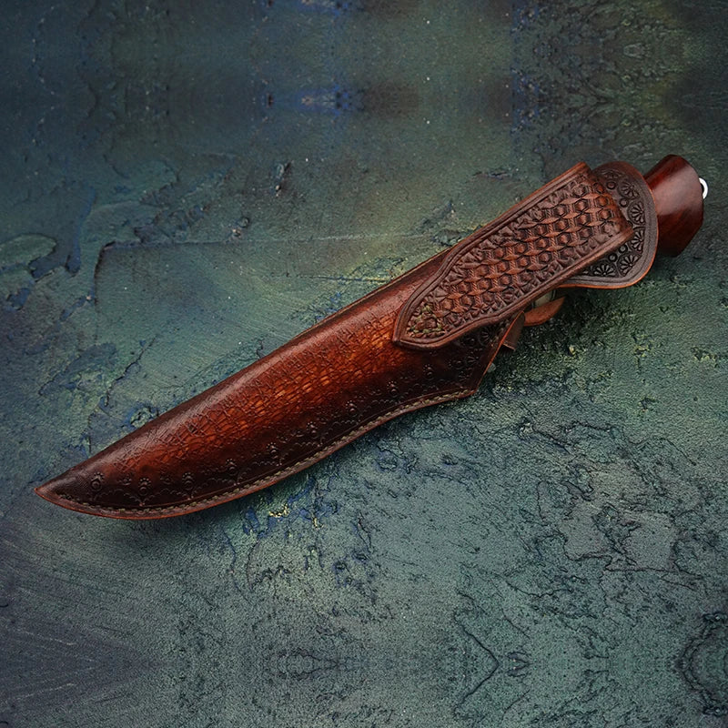 VG10 Damascus Steel Hunting Knife with Sheath 3.9inch Handmade Fixed Blade Knives Rosewood Handle Outdoor Survival Knives Tools