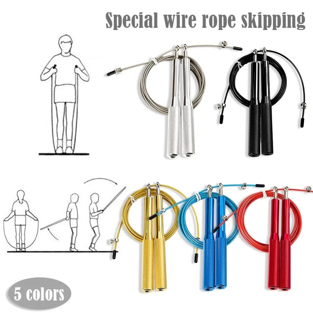 Sport Crossfit Speed Jump Rope Ball Bearing Aluminum Alloy Metal Handle Skipping Stainless Steel Cable Fitness Equipment