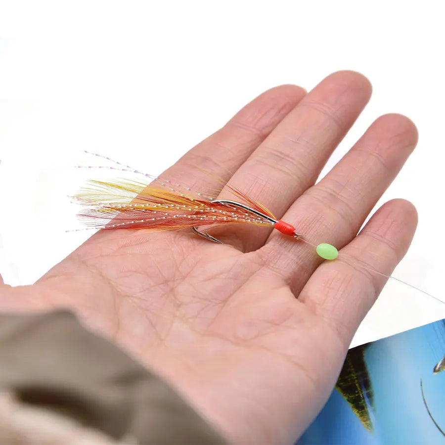 10packs fishing feather hooks cock feather sabiki baits fly fishing sabiki carp fishing tackle