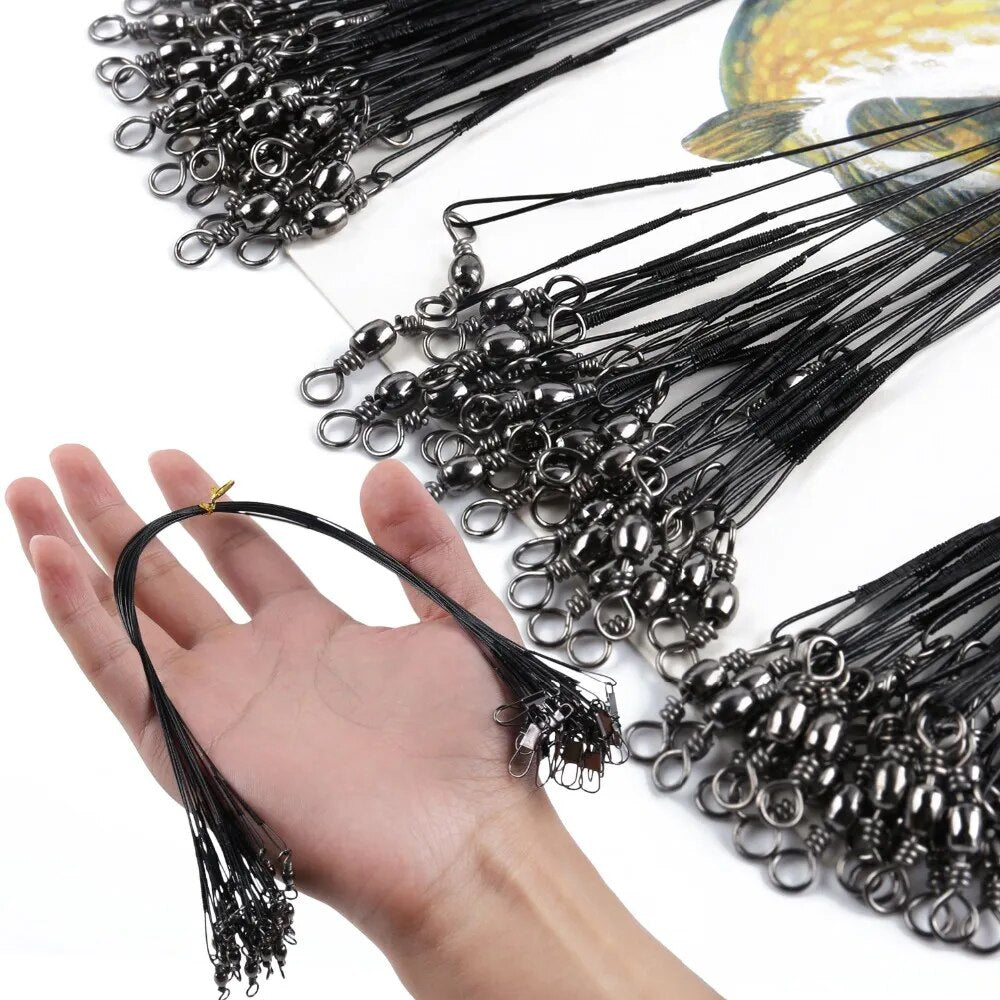 Sougayilang 72pcs Fishing Wire Line Trace Wire Leader Swivel Spinner Shark Fishing Wire Leaders Fishing Accessory Tackle