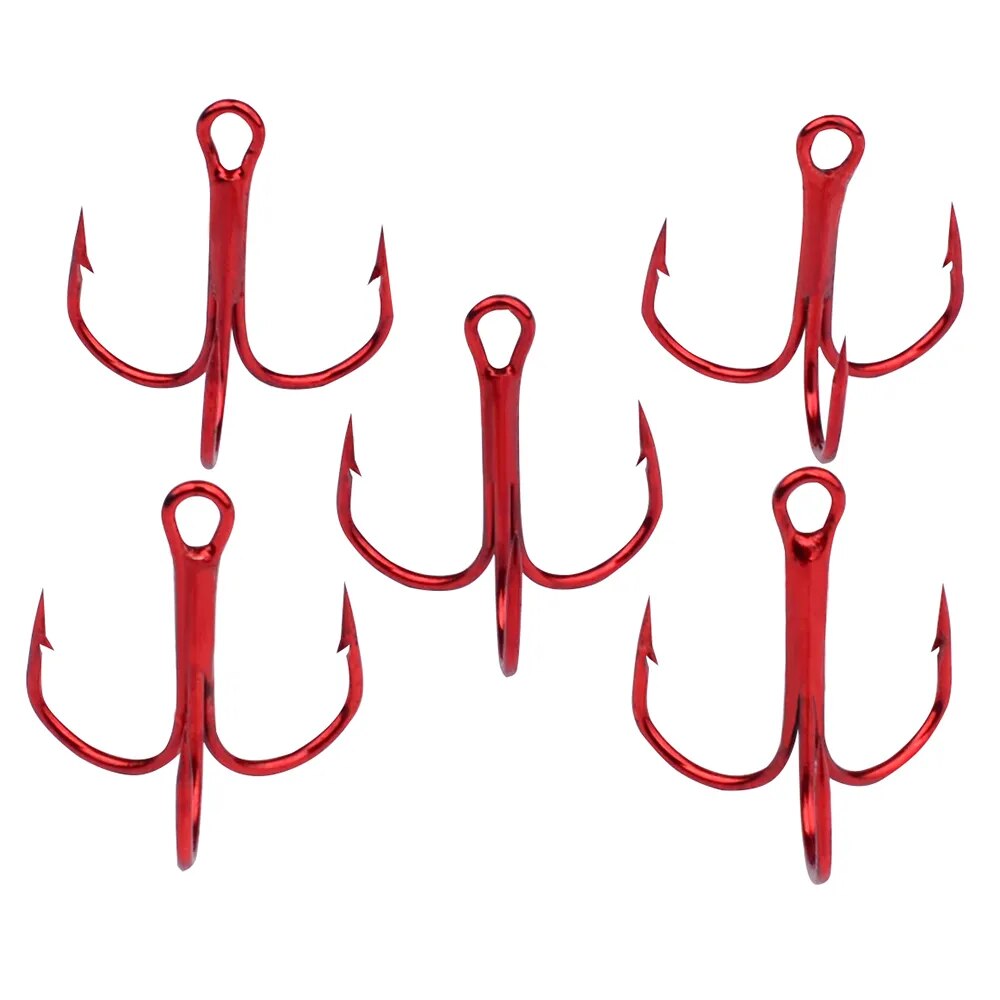 50pc FishHook Proberos Brand Fishing Hook High Carbon Steel Treble Hook Fishing Tackle Round Bent Treble Saltwater Bass 2#-10#