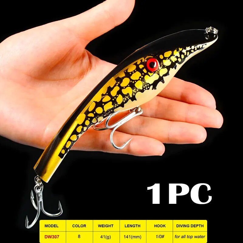 1pc Fishing Bait Exported to Usa Market 3D Fishing Tackle 8 color 44g/14.5cm High Quality Fishing lure With 2/0# Hook