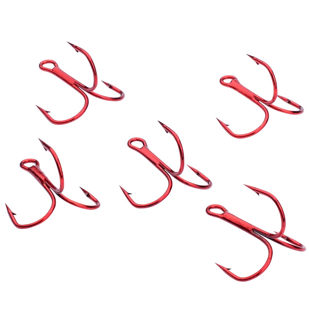 50pc FishHook Proberos Brand Fishing Hook High Carbon Steel Treble Hook Fishing Tackle Round Bent Treble Saltwater Bass 2#-10#