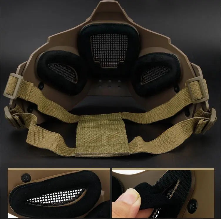 Multi Function Iron Mesh Tactical Mask with Fast Helmet and Tactical Goggles Airsoft Hunting Motorcycle Sport Play