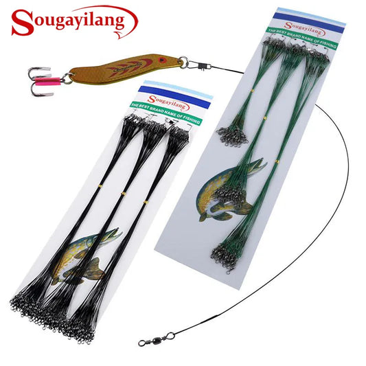 Sougayilang 72pcs Fishing Wire Line Trace Wire Leader Swivel Spinner Shark Fishing Wire Leaders Fishing Accessory Tackle