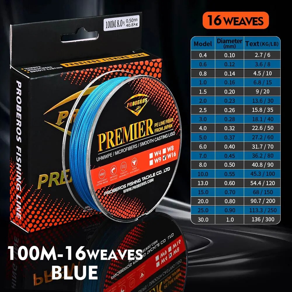 100M PRO BEROS PE Fishing Line 16 stands 16 Weaves Japan Braided Wire Available 40LB-100LB PE Braided Line