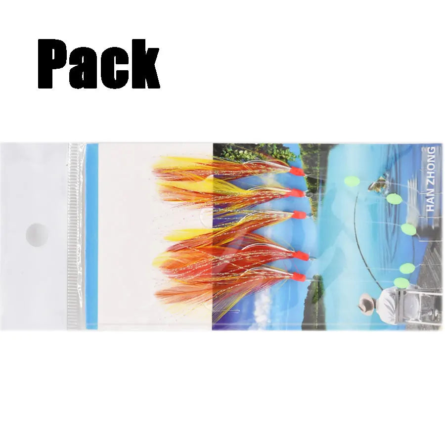 10packs fishing feather hooks cock feather sabiki baits fly fishing sabiki carp fishing tackle