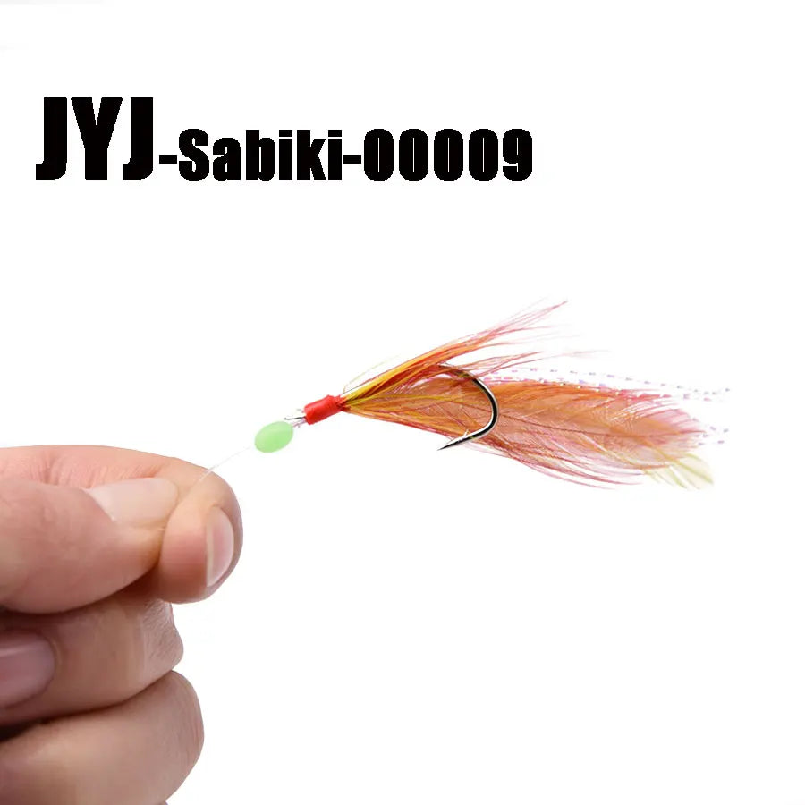 10packs fishing feather hooks cock feather sabiki baits fly fishing sabiki carp fishing tackle