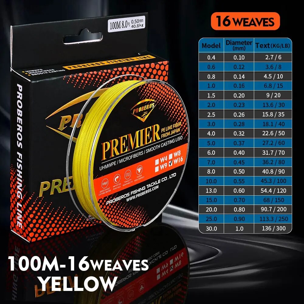 100M PRO BEROS PE Fishing Line 16 stands 16 Weaves Japan Braided Wire Available 40LB-100LB PE Braided Line