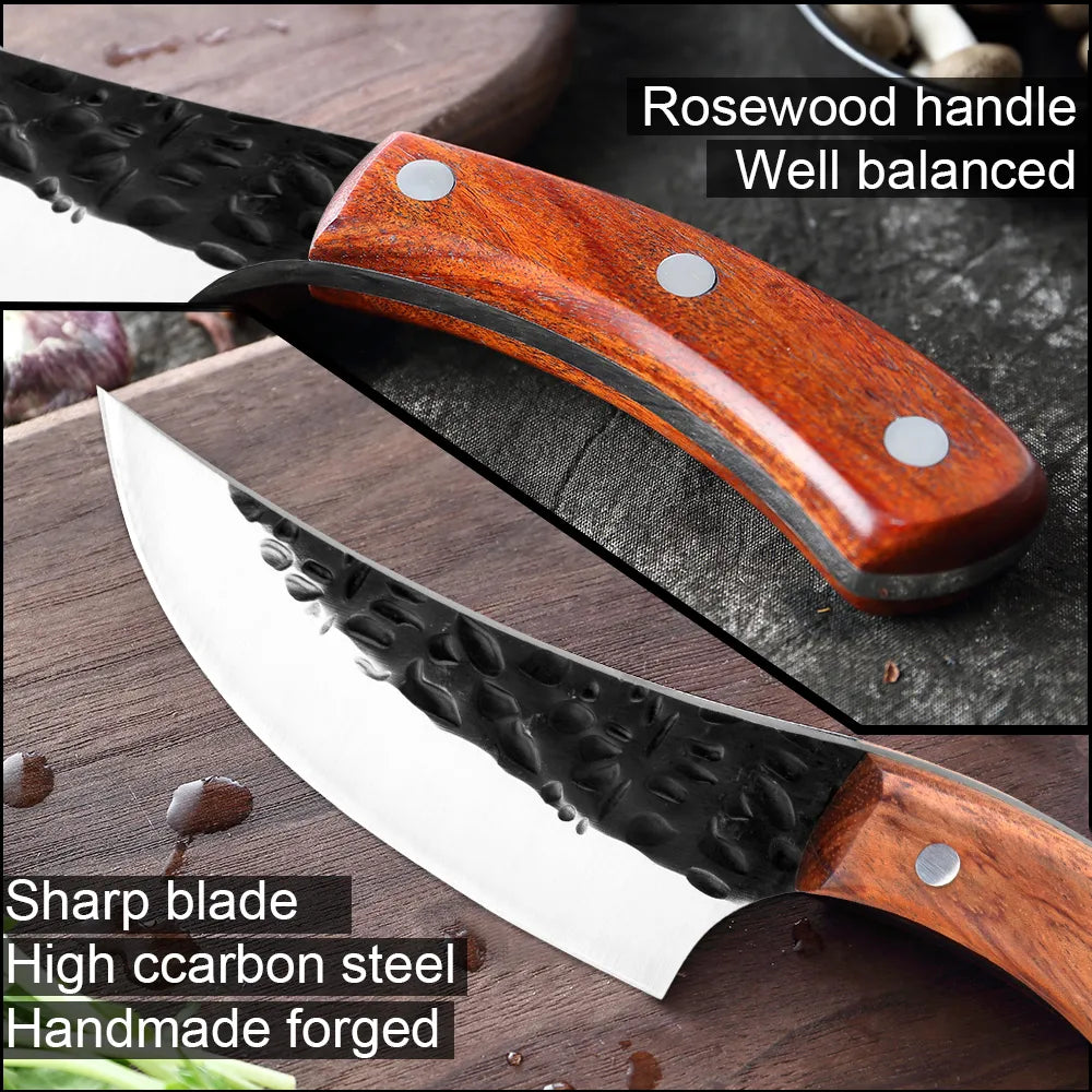 XITUO Chef Knife Utility Knives hunting knife Very sharp High-carbon steel Handmade knife Rosewood survival tactical rescue tool