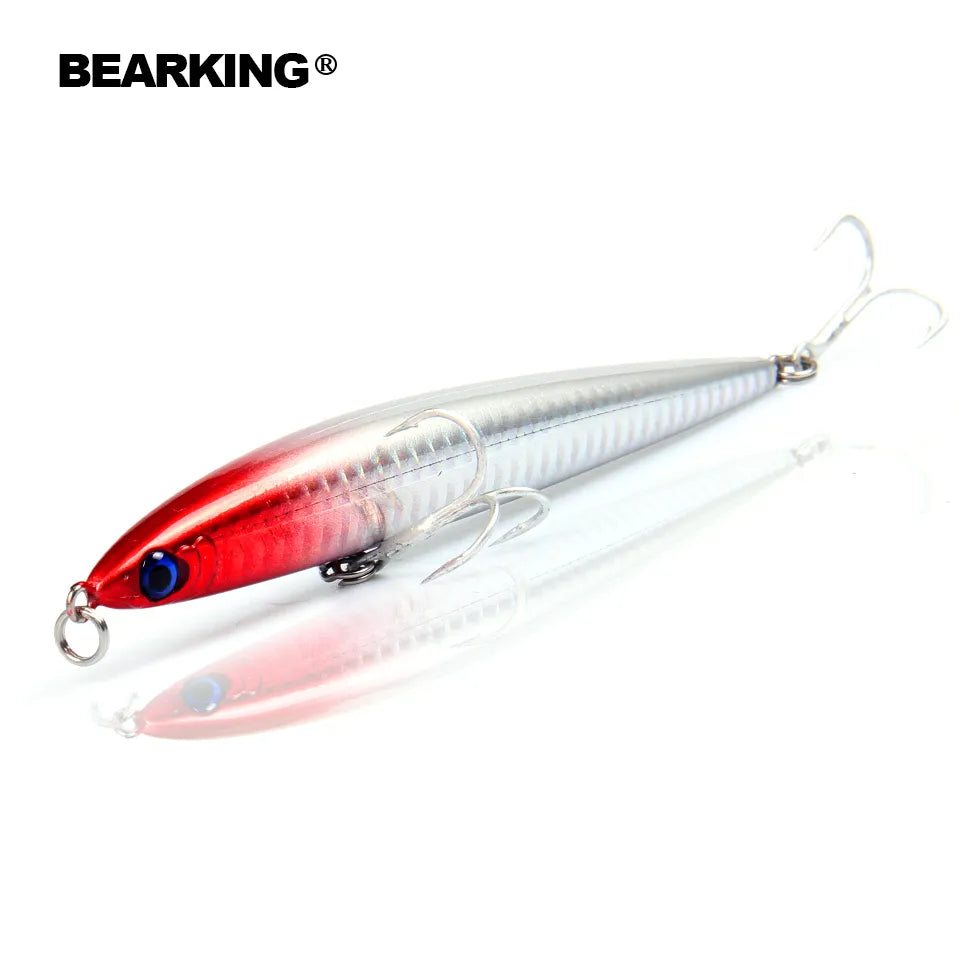 Retail Hot model 2017 Bearking penceil bait  fishing lures,Bear king 125mm 28g sinking baits minnow crankbait.