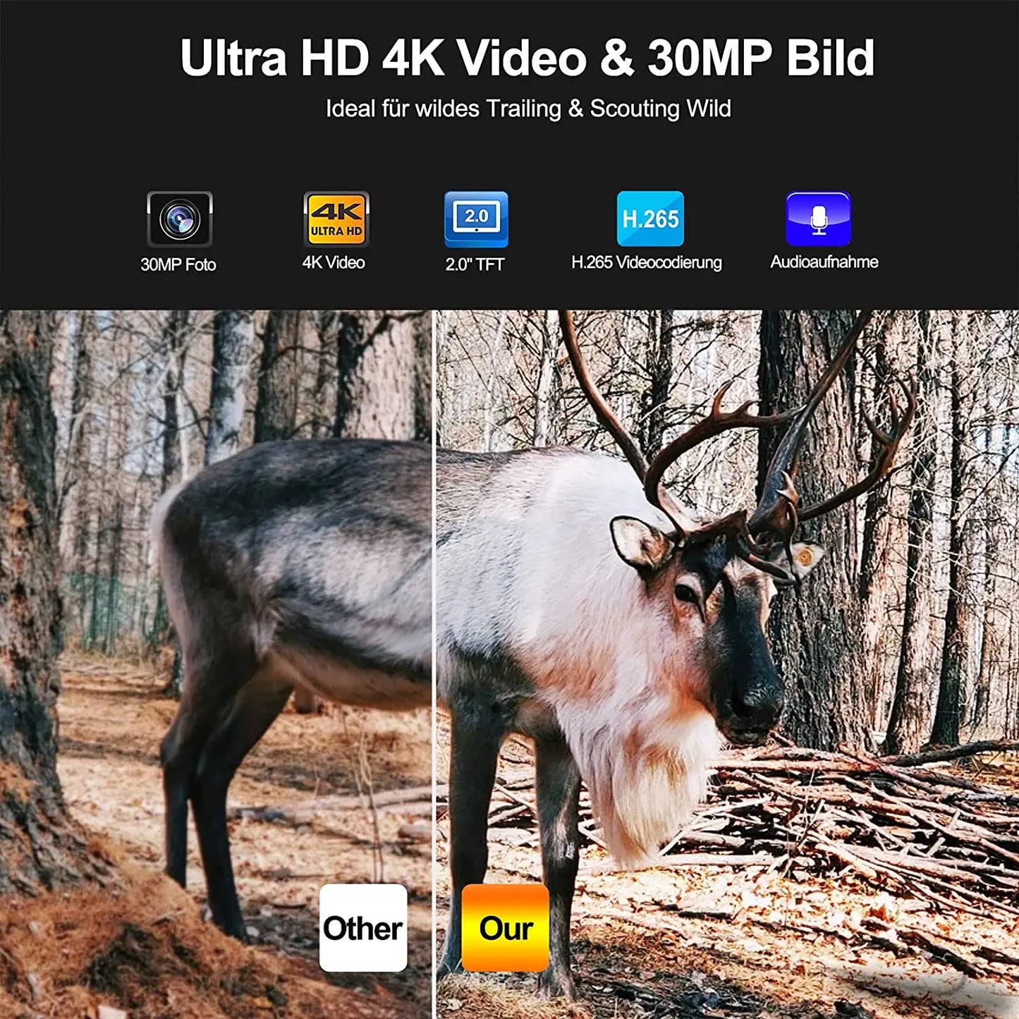 4K Video Live Show Hunting Trail Camera 30MP WIFI APP Bluetooth Control  Night Vision Wildlife Photo Traps Cameras WIFI900PRO