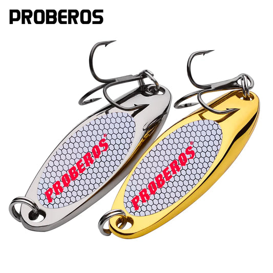 PRO BEROS Metal Spoon Lure 3g-40g Jigs Bass Baits Silver/Gold VIB Fishing Lure 8#-2# Hook Jigging Baits Fishing Tackle Tackle