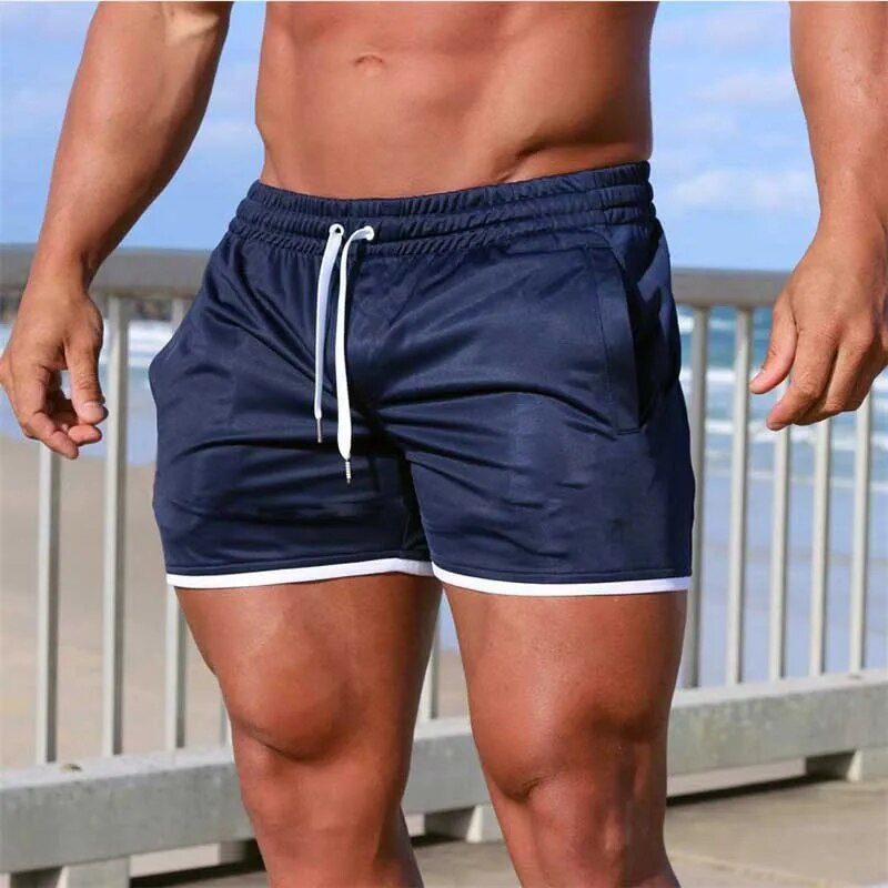 New Men Fitness Bodybuilding Shorts Man Summer Gyms Workout Male Breathable Mesh Quick Dry Sportswear Jogger Running Short Pants