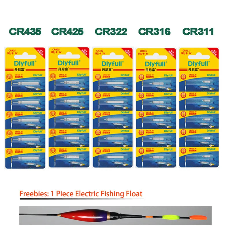 20pcs/Lot CR425 CR322 CR435 CR316 CR311 Batteries Fishing Floats 3V Pin Lithium Cells Night Fishing Accessory Tackles