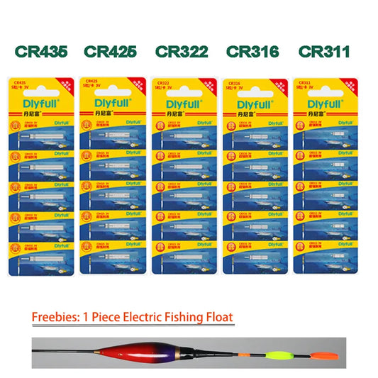 20pcs/Lot CR425 CR322 CR435 CR316 CR311 Batteries Fishing Floats 3V Pin Lithium Cells Night Fishing Accessory Tackles