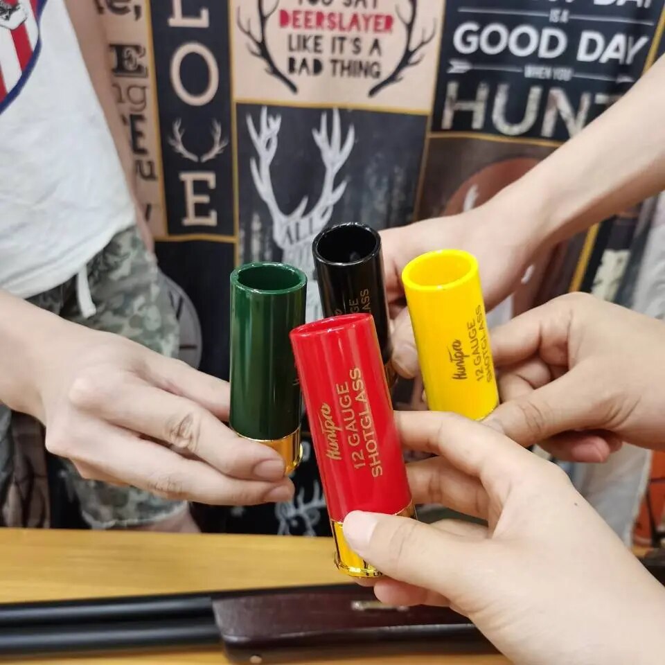 Hunting Shooting Outdoor 8 Pcs Gift 12 Gauge Shotgun Shell Shot Glasses Set with Acrylic Cup Holder Bullet Cup Rifle Tactical