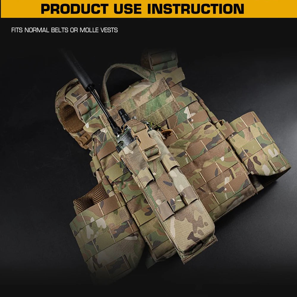 Military Radio Pouch Walkie-Talkie Bag for PRC 152 Drop-down Radio Tactical MOLLE Belt Hunting Vest  Outdoor Tool Pouches