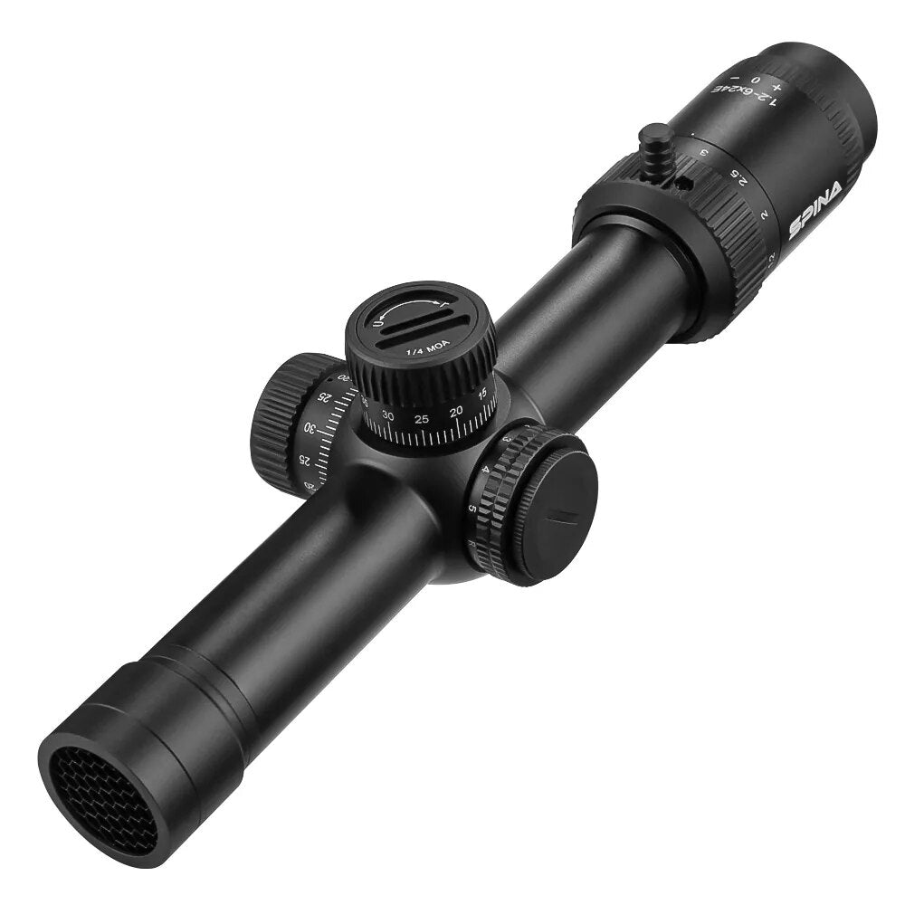 SPINA Optics 1.2-6x24 FFP/SFP Red/Green Illuminated 1/2 MOA Hunting Rifle Scope CQB Riflescope .223 AR15 .308