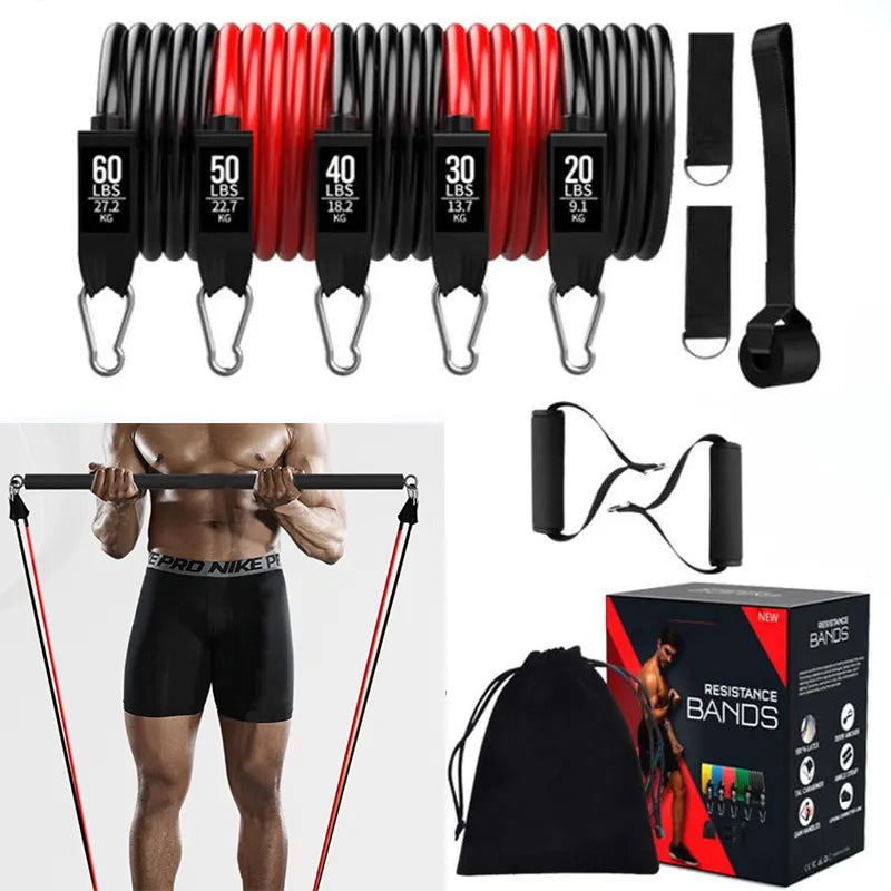 Portable Pilates Bar Kit with Resistance Bands Fitness Stick Home Gym Bodybuilding Elastic Bands Workout Bar Fitness Equipment