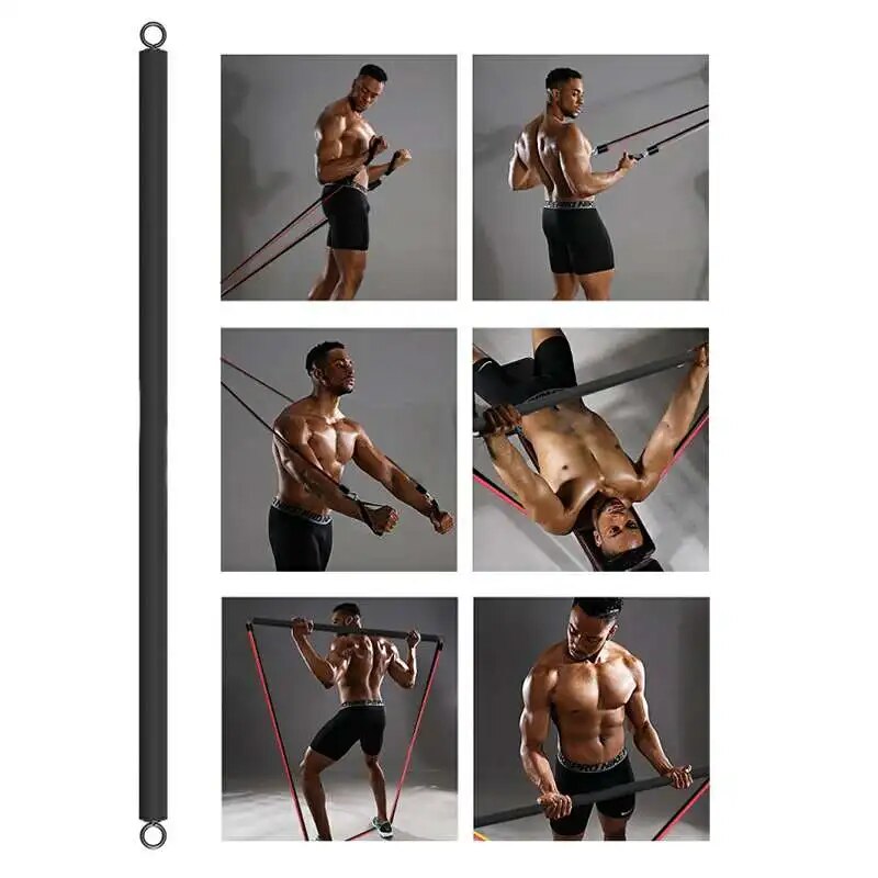 Portable Pilates Bar Kit with Resistance Bands Fitness Stick Home Gym Bodybuilding Elastic Bands Workout Bar Fitness Equipment