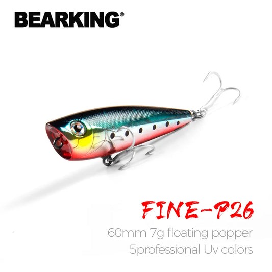 Bearking professional hot fishing lure, 5color for choose,popper 60mm 7.0g,hard bait pvc box, crank bait minnow