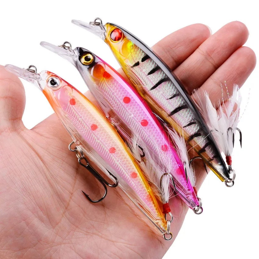 1PCS Laser Minnow Fishing Lure 11CM 13G pesca hooks fish wobbler tackle crankbait artificial japan hard bait swimbait