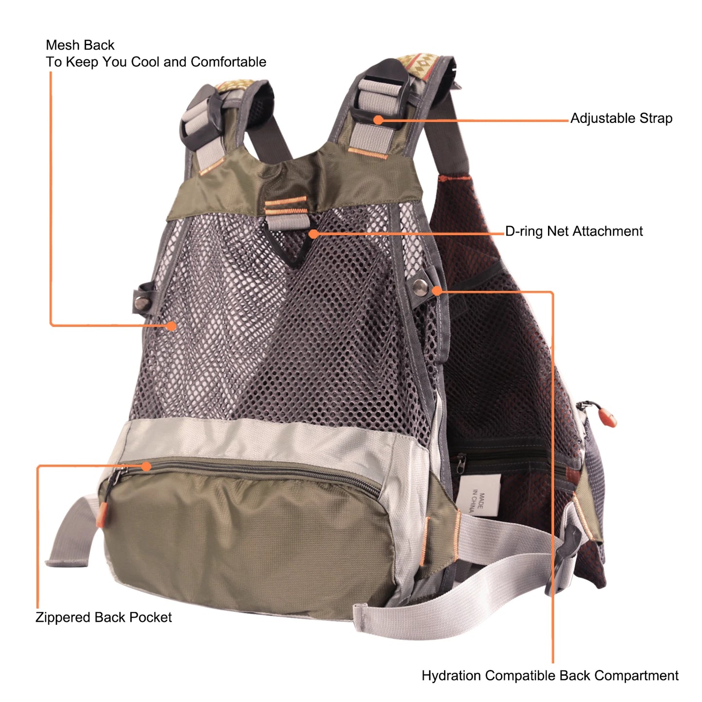 Maximumcatch Mesh Fly Fishing Vest Fishing Back Multifunction Pockets Fishing Backpack Vest