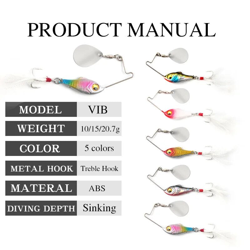 Fishing Lures Trout Lures Hard Metal Spinner Baits Spinner Baits for Bass Fishing, Freshwater Saltwater Fishing Lure Spinnerbait