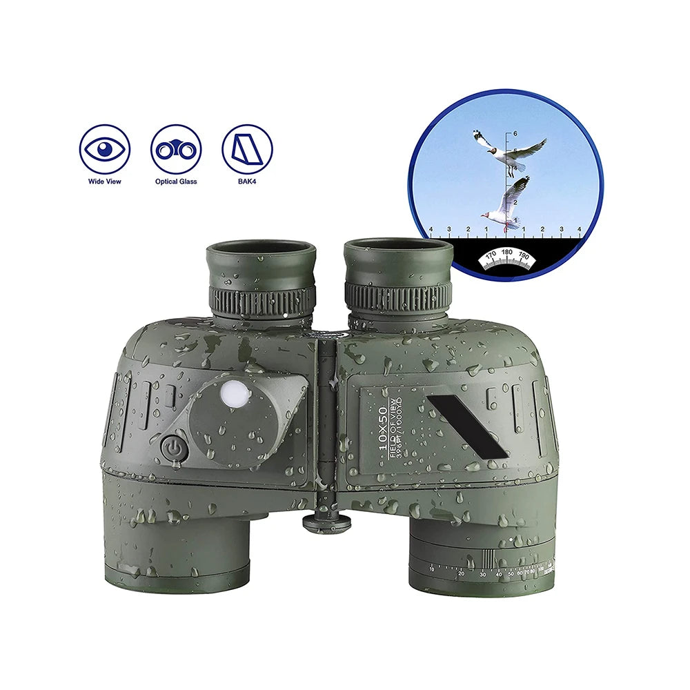 APEXEL HD 10X50 High Power Binoculars with Rangefinder Compass for Hunting Boating Bird Watching Nitrogen Floating Waterproof