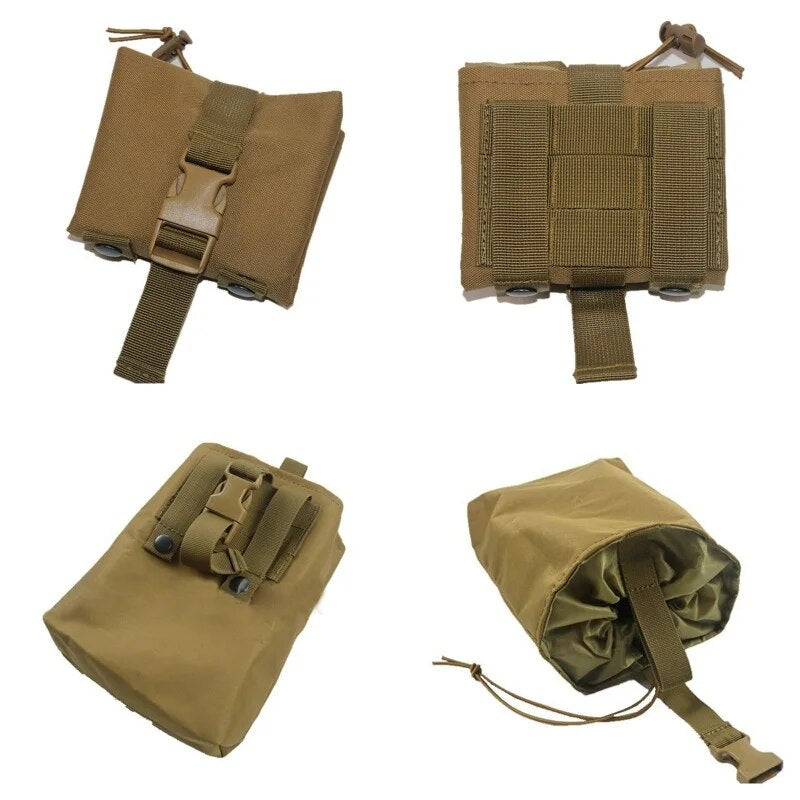 Folding Tactical Molle Magazine Dump Drop Pouch Hunting Military Airsoft Gun Ammo EDC Bag Foldable Utility Recovery Mag Holster